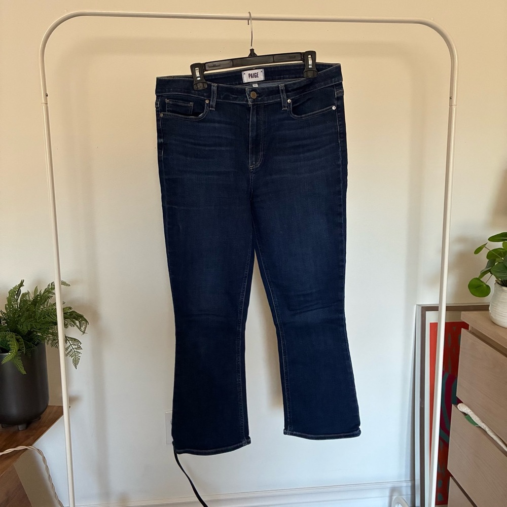 Paige Women's Dark Blue Colette Crop Flare Jeans
